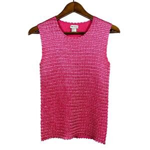 Nicola Crepe Crinkle Shirt Sleeveless Tank Pink Casual Top Blouse Y2K - L